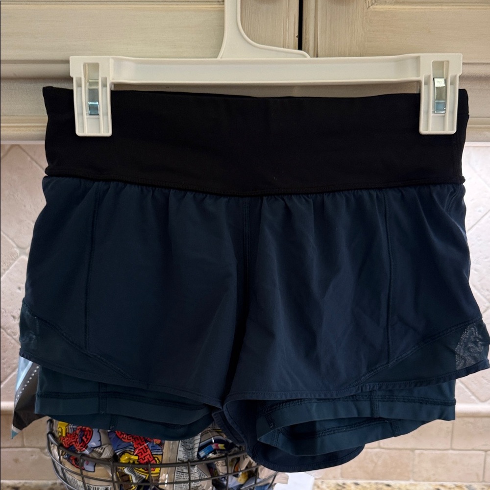 lululemon athletica Navy Shorts with Black Waistband